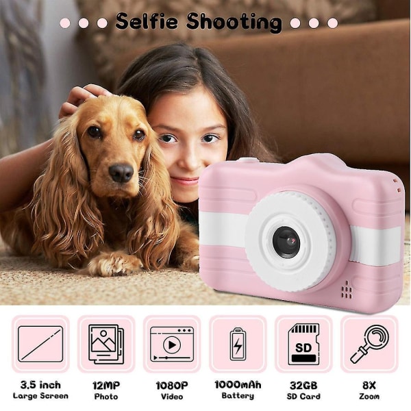 Digitalt kamera for barn 3,5 tommer 2MP foto-/videokamera leketøy Bir
