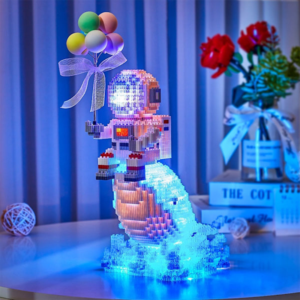 1888 stk Astronaut Byggesteiner Med LED Lys Tilståelse