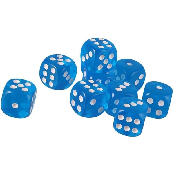 10 16mm D6 Polyhedral Akryl Tärningar (Himmelsblå) för DND Tärningar RPG MT