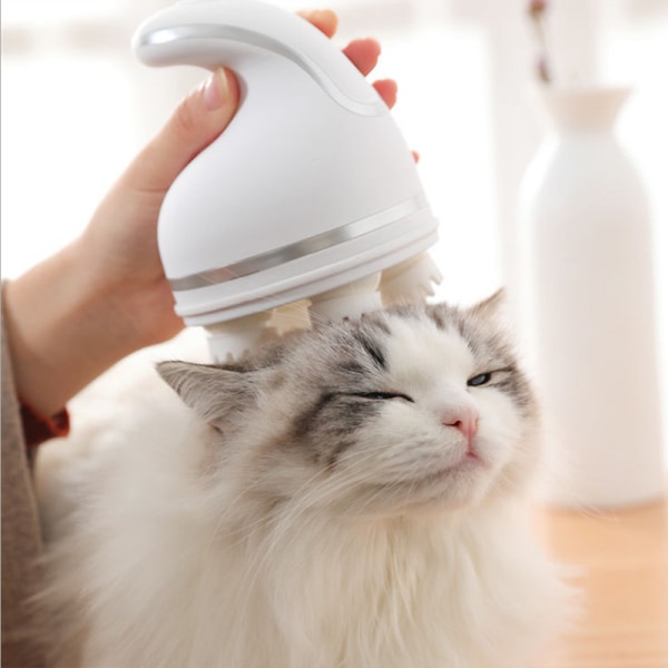 Hvid elektrisk massageapparat til kæledyr Katte Hunde Pote 3D hovedmassage C