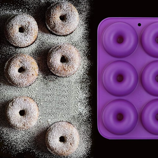 3 stk. 6 hulrums silikone donutforme, non-stick, fødevaregodkendt silikone