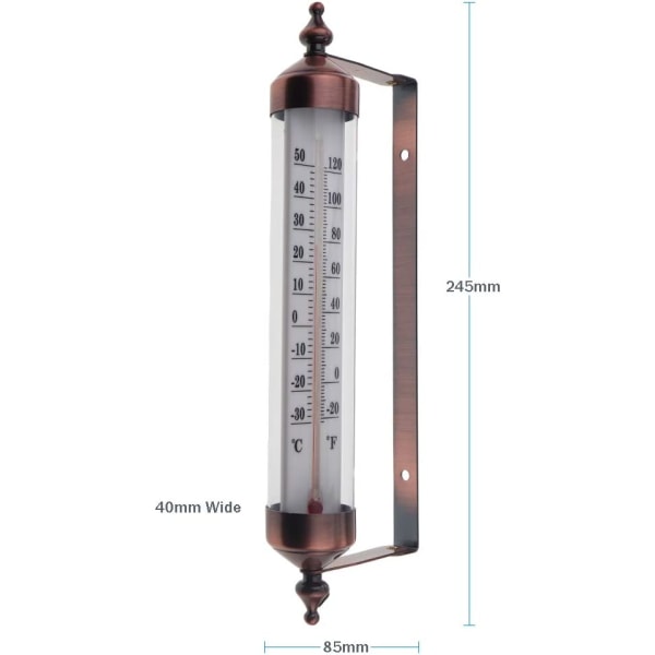 Udendørs termometer med måler, bronzeeffekt - stilfuldt Outd