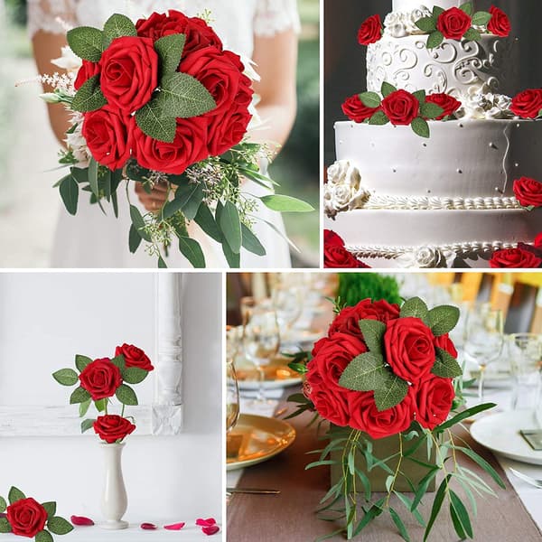 Kunstige Blomster, 25stk Real Touch Skumroser DIY Blomster til