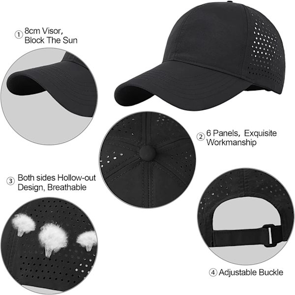Hurtigtørrende baseballkasket til mænd, unisex sportshat - foldbar mesh solbeskyttelse letvægt