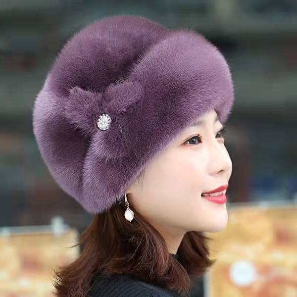 Vinter varm hatt mjuk fluffig fuskpäls trimmad mössor mode vara Purple
