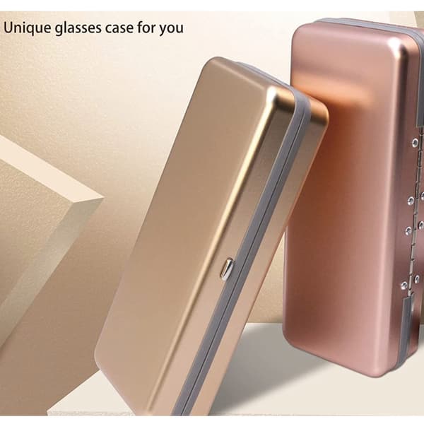 Glasögonfodral i aluminium, Set om 2 - Rosa + Guld, Stor