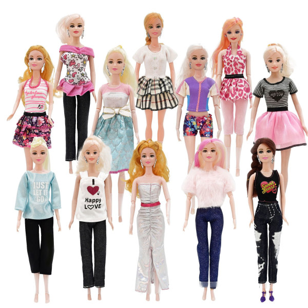 13 stykker 30 cm Barbie dukke klær fritidsdress barn