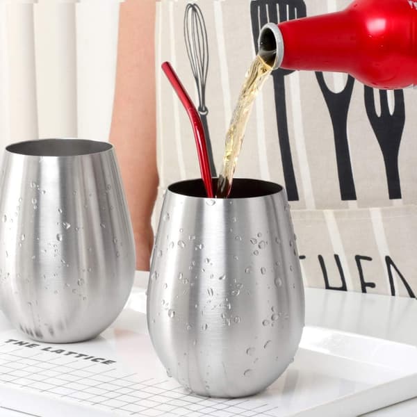 Sæt med 6 Stemløse Vinglas, 17 oz 18/8 (Silver)