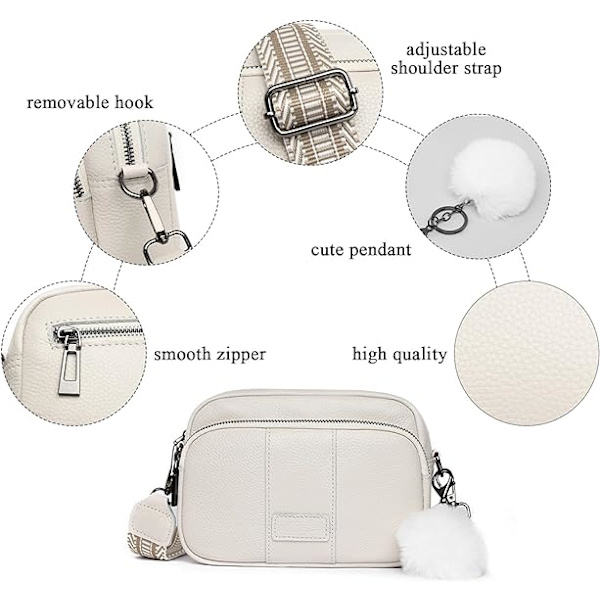 (Vit) Dam Messenger Bag Liten Snygg Läder Crossbody Bag C
