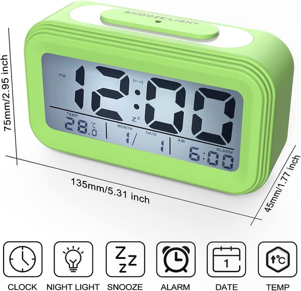 Digital väckarklocka, morgonväckarklocka, tyst batteridriven