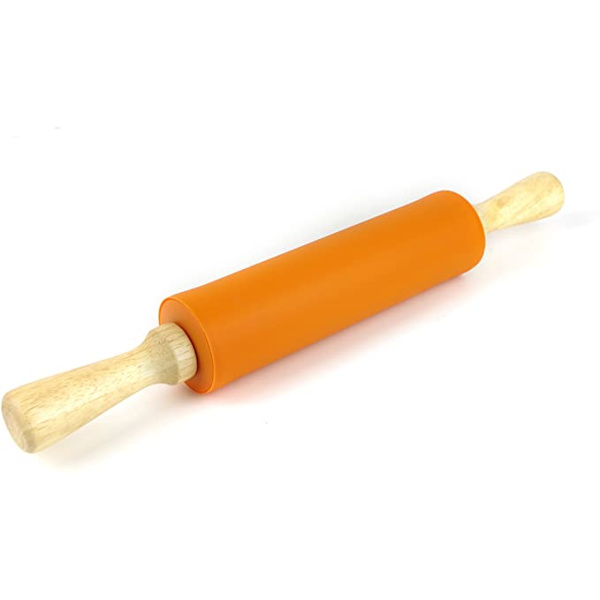 Kavel Orange Färg Non-Stick Silikon Yta Trä