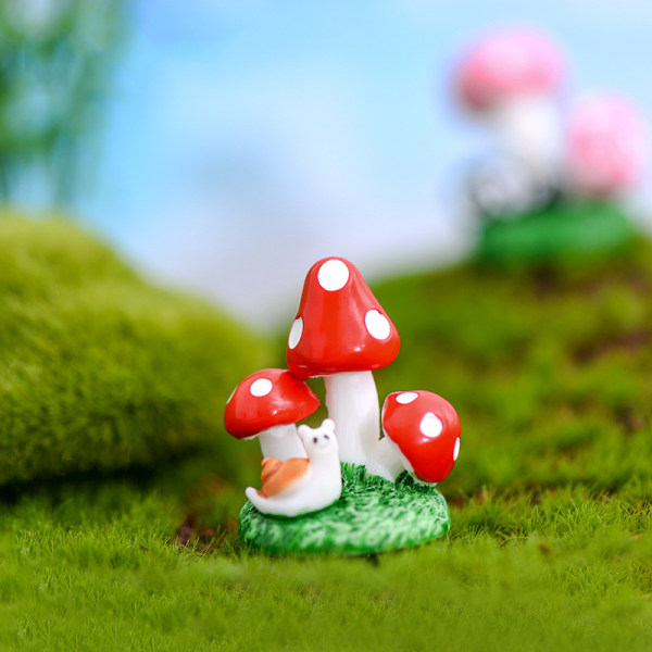 4 mose mikrolandskap harpiks ornamenter Mushroom plexus cartoo