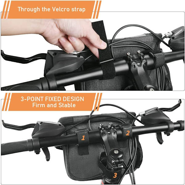Sort - 6L Cykelstyr Bag, Vandafvisende Forpose, Stor Kapacitet