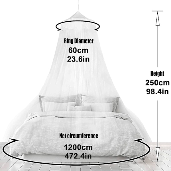 Stort myggnetting-baldakin for enkeltseng, king size eller dobbeltseng, egnet for insektbeskyttelse (XL)