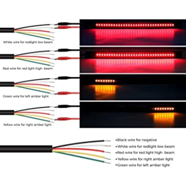 Universal LED Harley Davidson Lysstripe Bakbrems Stopp Sving