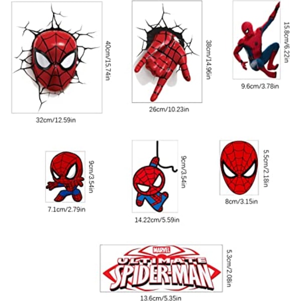 Spider Man 3D trasiga väggdekaler, barn och pojkar 3D-spindel