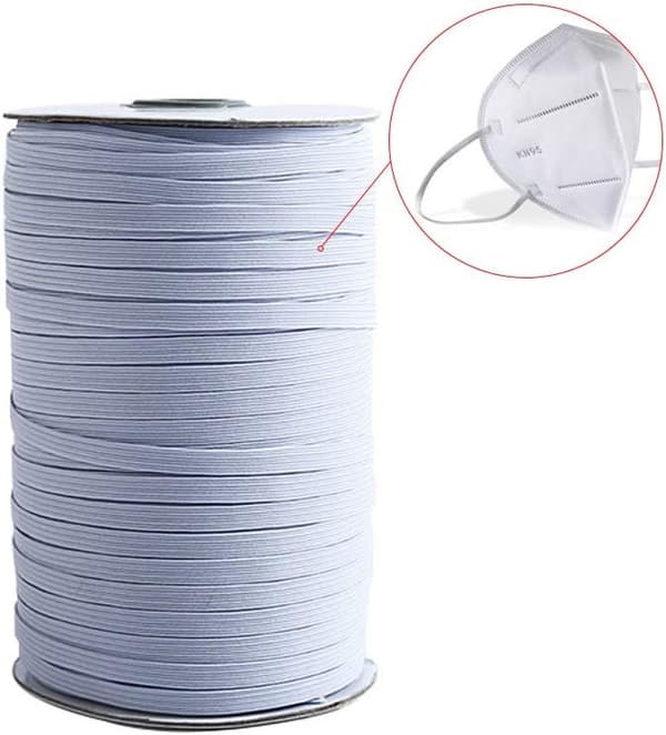 Flettet elastisk bånd, hvit elastisk snor — 0,3 cm x 180 meter