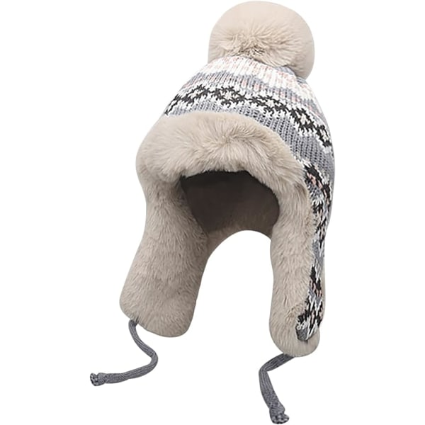 Winter Warm Hat Pilot Hat - Gray with Wool Earmuffs, Windproof Ha