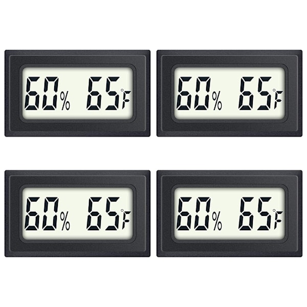 4-pak Reptil Termometer Mini Digital Fuktighet Temperatur Meter