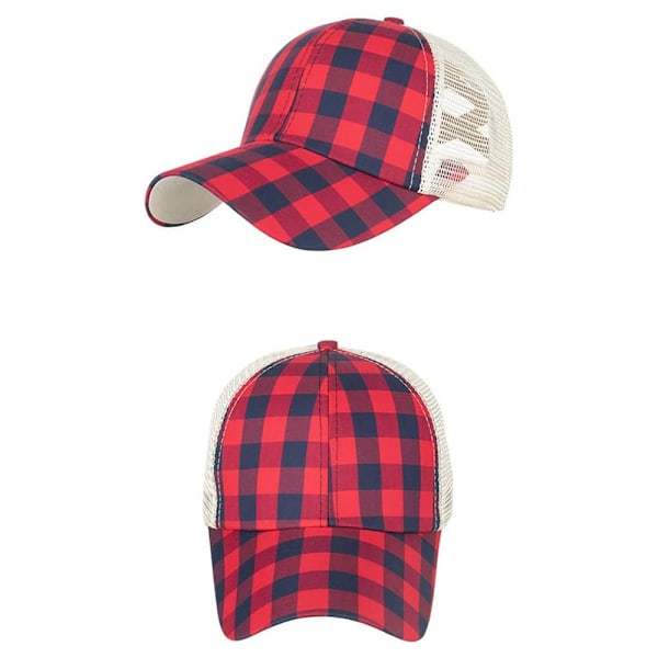 Plaid Baseball Caps, Dame Crossover Hestehale Hat Solbeskyttelse Mesh Caps Blandede Farver Trucker Hats