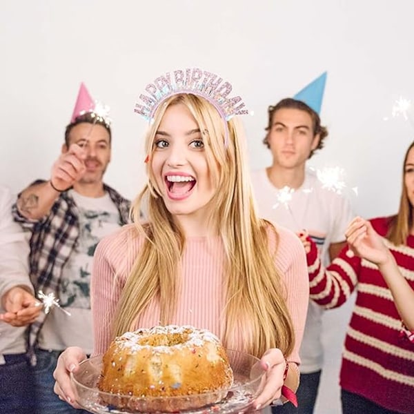 Fødselsdagskrone Smukt Hårbånd Glitter Fødselsdag Hårbøjle Skinnende Tiara Søde Hår Accessories Tillykke med Fødselsdagen Kroner Passer