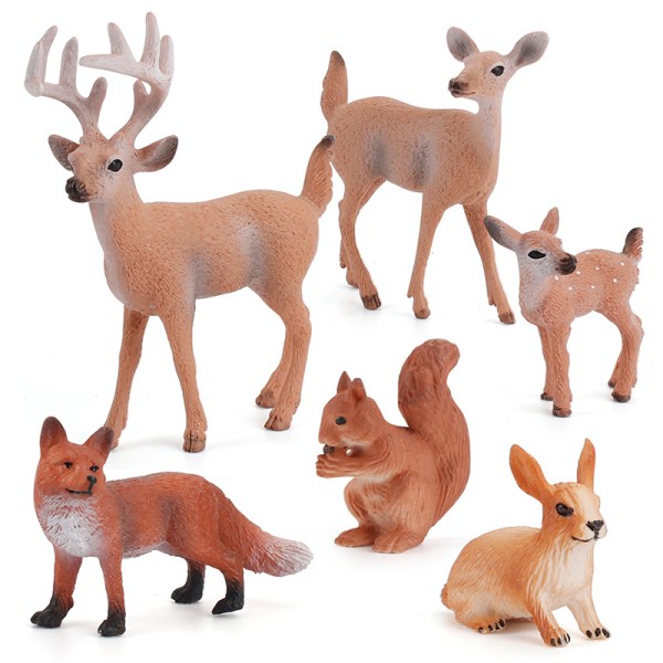 Simulation Animal Reindeer Squirrel Red Fox Animal Model Set W