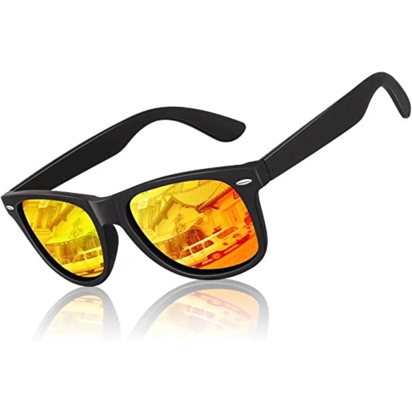 Black frame orange red tablets-Polarized Sunglasses for Men Wome