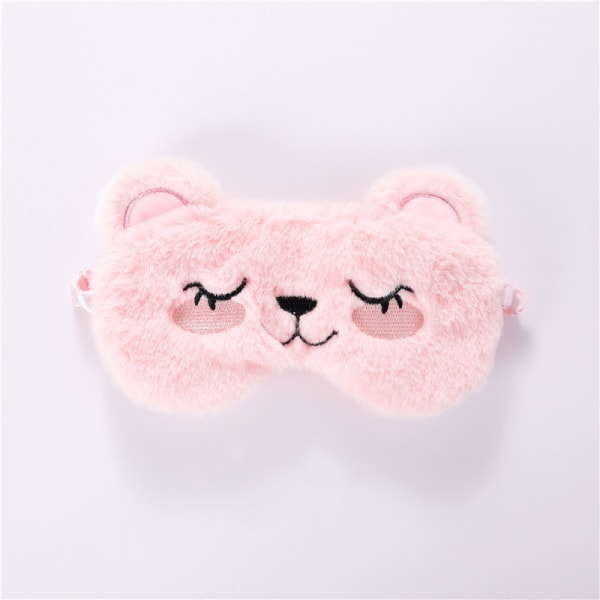 En pink genert bjørn sødt plys legetøj Eye Mask Sleep Travel Åndbar