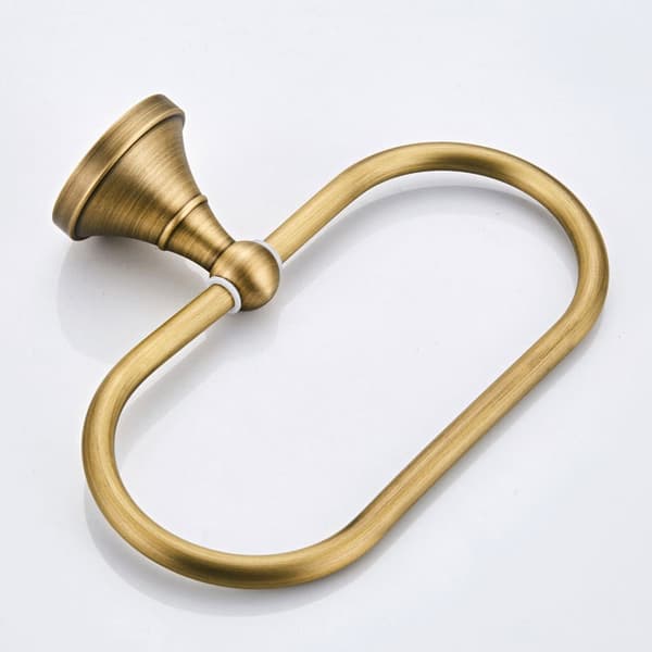 Håndkleholdering, børstet bronse, antikk messing oval håndkleholder
