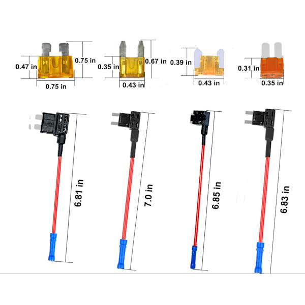 12 kappaletta 12V-24V 20A Pieni lisäpiiriautosulakepidike, sovitin