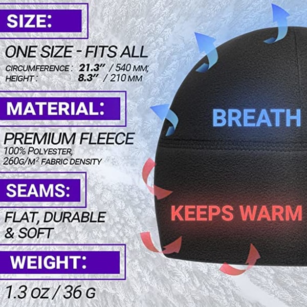 Tactical Fleece Beanie – Varm vinterlue – Unisex – Lav profil