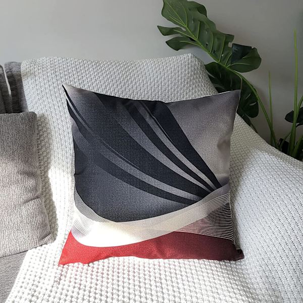 Set med 4 Dekorativa Kuddar för Trädgården 45 x 45 cm (Abstrakt Röd Svart)