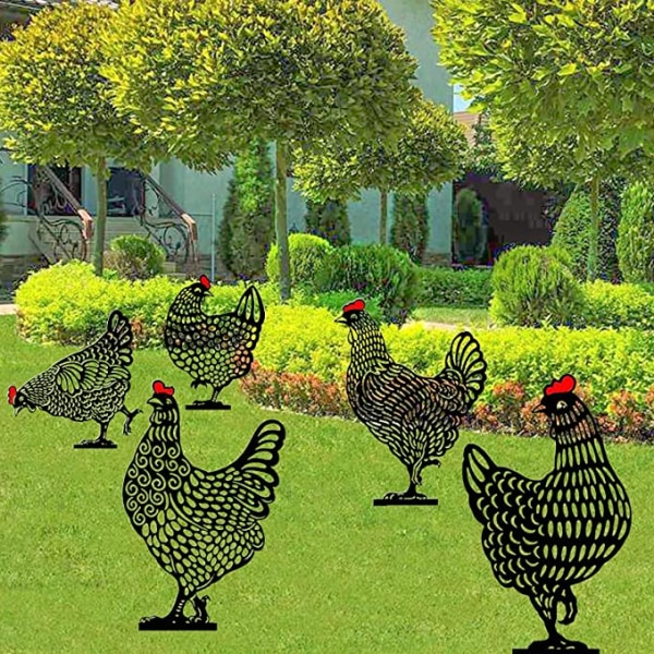 5 st trädgårdskycklingdekoration, realistisk höna, kycklinggårdskonst, Ho