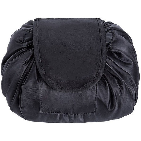 Cosmetic Bag (Black), Makeup Bag, Drawstring Design One-Step Orga