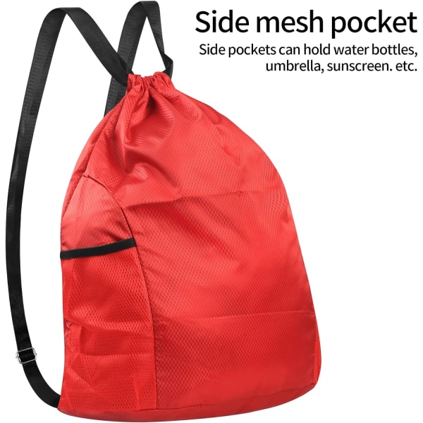Rygsæk med snoretræk (rød), sportstaske med snoretræk, tote med snoretræk