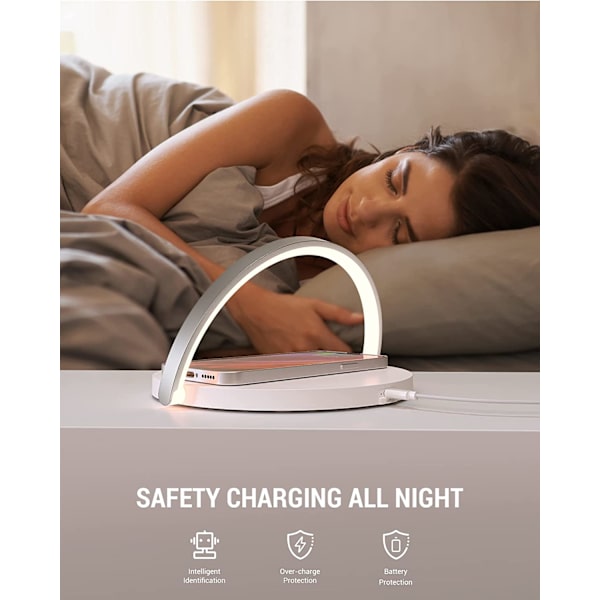 Trådløs oplader-sengelampe, berøringsbordlampe, LED-nattelys