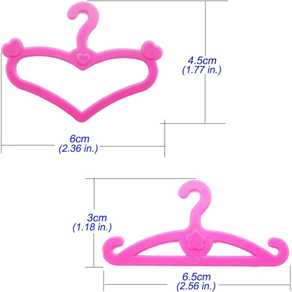 40 rosa plastgalgar för Barbiekläder 11,5 tum