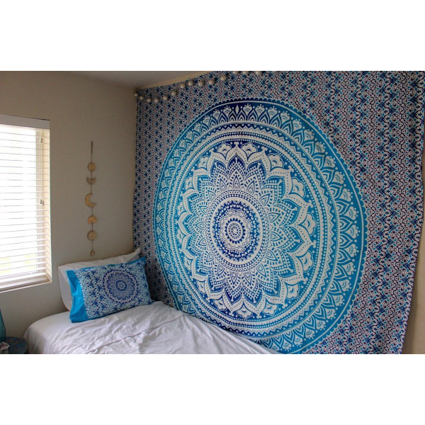 Mandala blomma hängande tyg 230*180cm skrapat tyg (blå), p