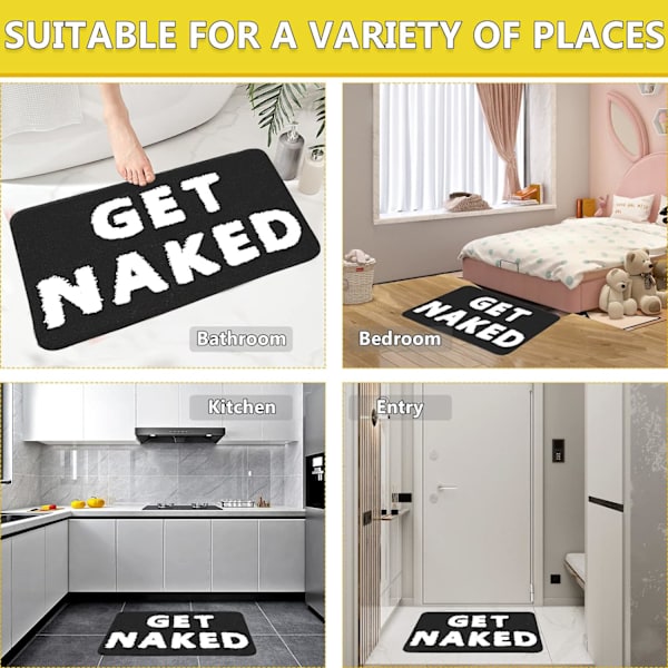 (Svart, 40x60cm) Get Naked Sklisikker Badematte Absorberende Mikrofiber F