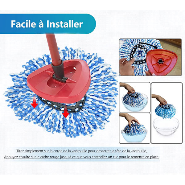 4 stk. udskiftningsmopper, 2 i 1 Vileda Easy Wring and Clean