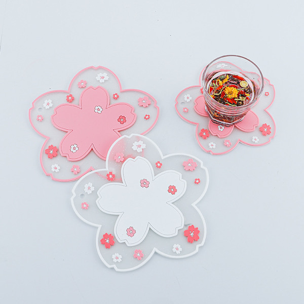 Coasters 2 stk. Bløde PVC Sakura Måtter Coaster Bordmåtter Ch