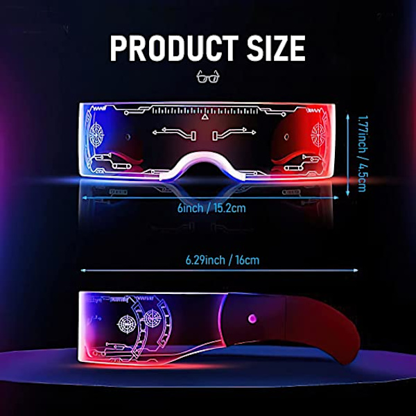 LED-valolasi 7 väriä Led-lasi Cyberpunk Neon -lasi