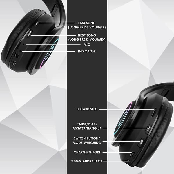 Trådløse Bluetooth-hodetelefoner Foldbare Stereo Audio Hodetelefoner C