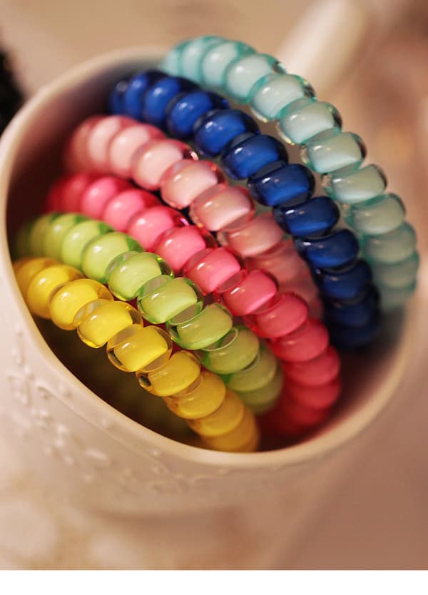 Candyfarvede 10 stk. spiralhårbånd, spiralelastiske hårbånd,