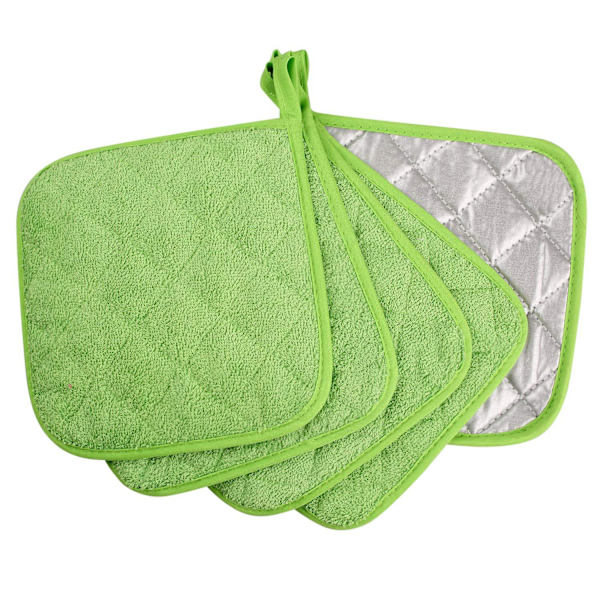 Tjocka placemats i ren bomull (5 st gröna 18*18cm), silver squ