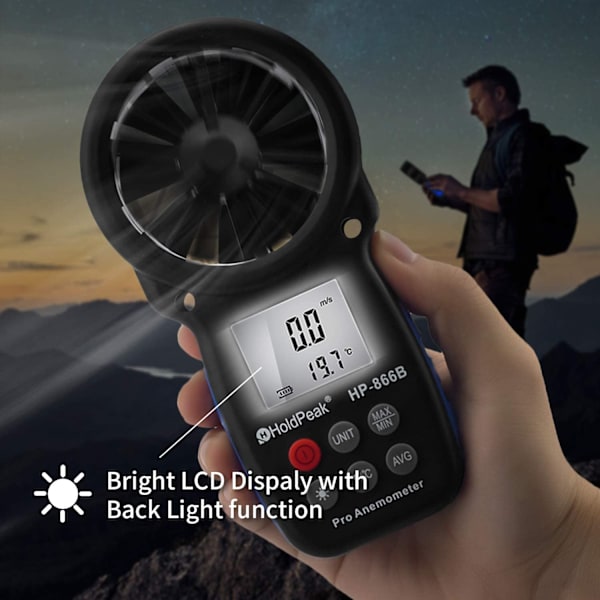 866B Digital Anemometer Handhållen Vindhastighetsmätare för Mätning