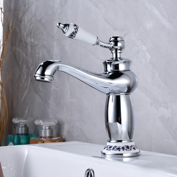 Sølv Varmt og Koldt Håndvask Armatur Retro Badeværelse Toilet Rustik Ba