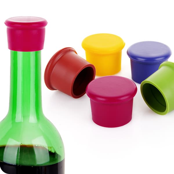 Sett med 5 Silikon Vinpropper, Runde Flaskepropper, Øl/Øl