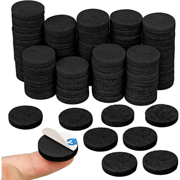80 möbelfiltar (svarta, diameter 2,5 cm, tjocka