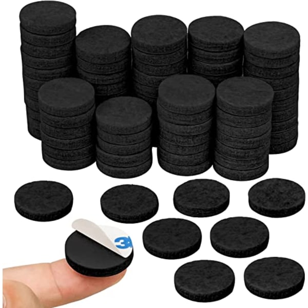 80 stk møbelfiltpuder (sort, diameter 2,5 cm, tykkelse 2 mm)